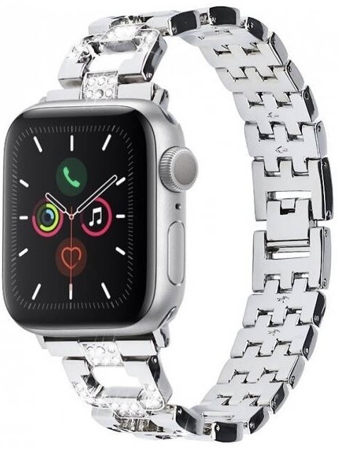 Řemínek WG chain, kovový, na Apple Watch 42/44/45/49 mm + adapter stříbrný