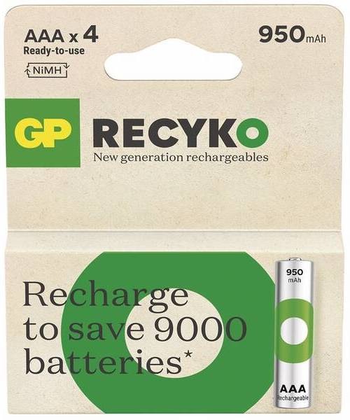 Baterie nabíjecí GP ReCyko 950 AAA (HR03), 4 ks
