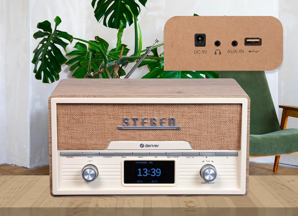 Radiopřijímač DAB+/CD Denver MDA-525LW hnědý