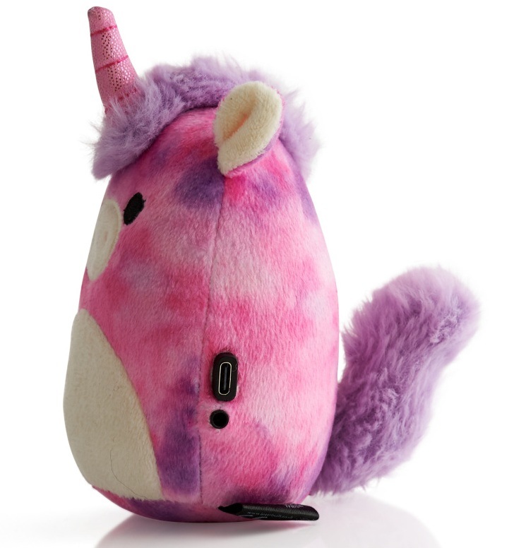 Přenosný reproduktor Lazerbuilt Squishmallows Lola růžový Přenosný reproduktor Lazerbuilt Squishmallows Lola z boční strany s viditelnými výstupy