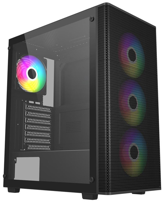 Počítačová skříň FSP M220-BA s RGB podsvícením, černá barva