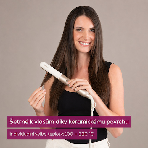Žehlička na vlasy Beurer Iconic Pro HS70 zlatá/béžová Součástí jsou keramické žehlicí desky