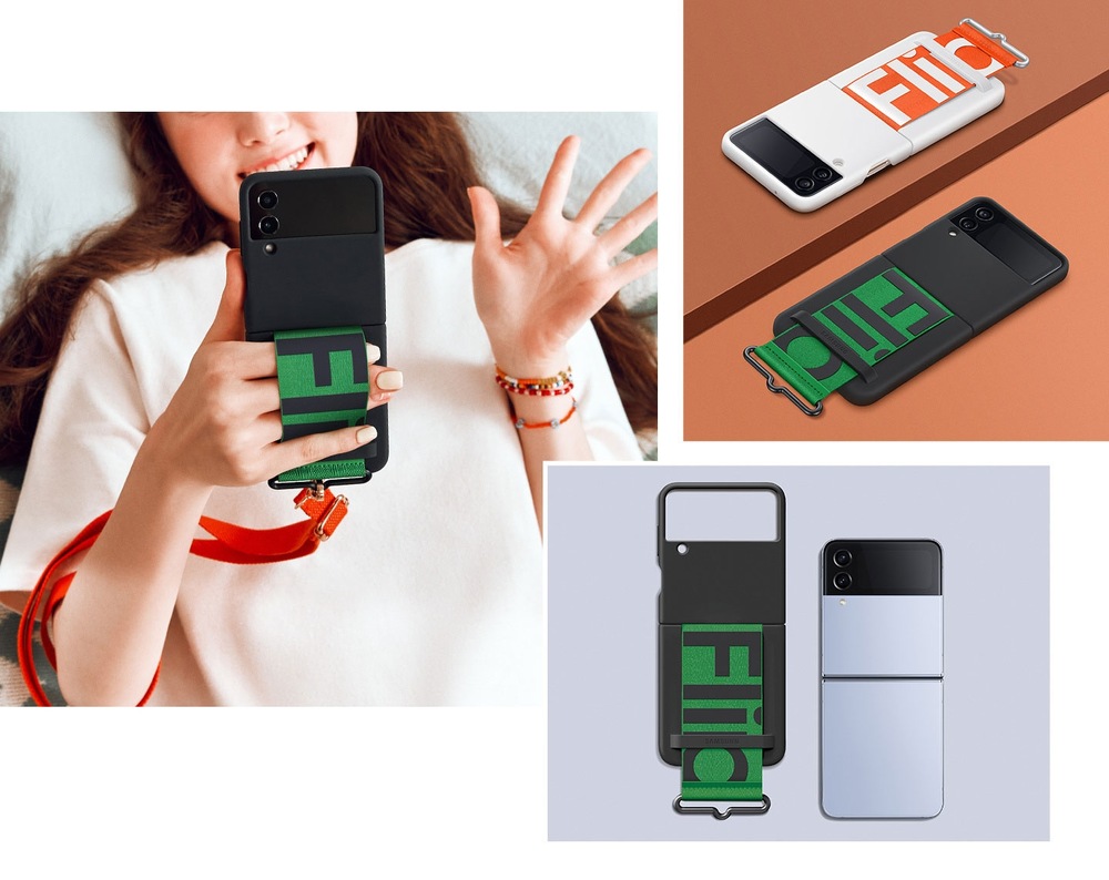 Kryt na mobil Samsung Galaxy Z Flip4 Silicone cover with strap bílý