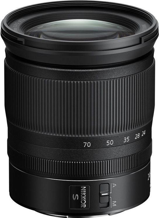 Kompaktní objektiv NIKKOR Z 24–70 mm f/4 S vybavený intuitivním ovládáním