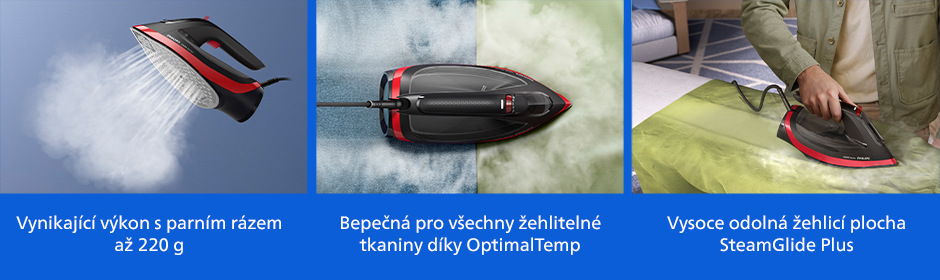 Napařovací žehlička Philips DST6130/40 6000 Series s vynikajícím výkonem a vysoce odolnou žehlicí plochou.