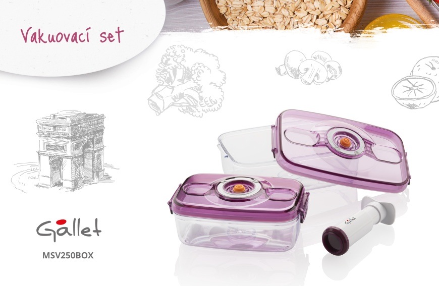 Vakuovací set Gallet Narbonne MSV250BOX fialové/průhledné Vakuovací set Gallet Narbonne MSV250BOX fialové/průhledné