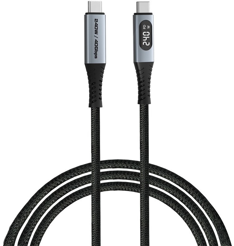 Kabel Verbatim Sync & Charge s displejem USB-C/USB-C 240W 1,2m - černý