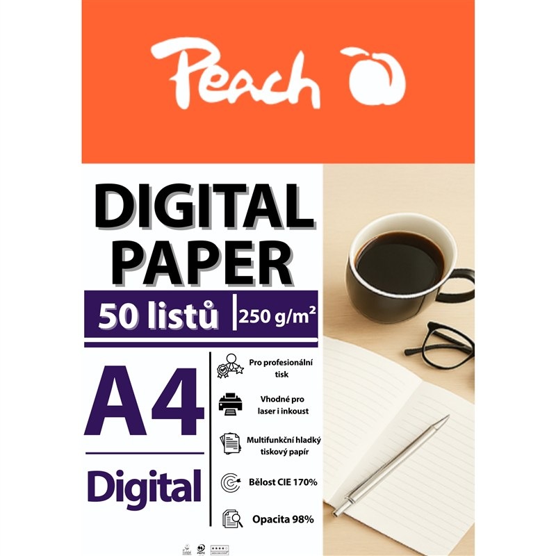 Papíry do tiskárny Peach Digital A4 250g - 50 listů
