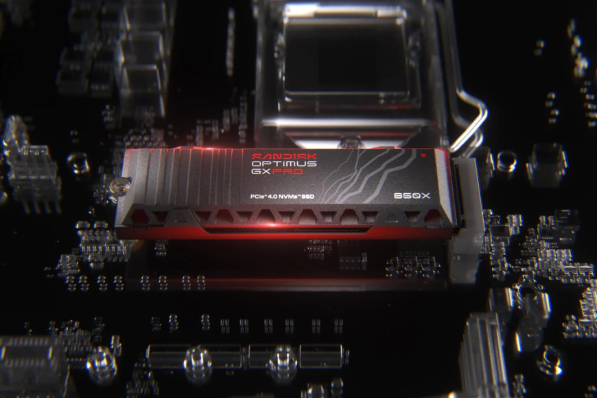 SSD SANDISK Optimus GX PRO 850X Heatsink nainstalovaný ve slotu základní desky