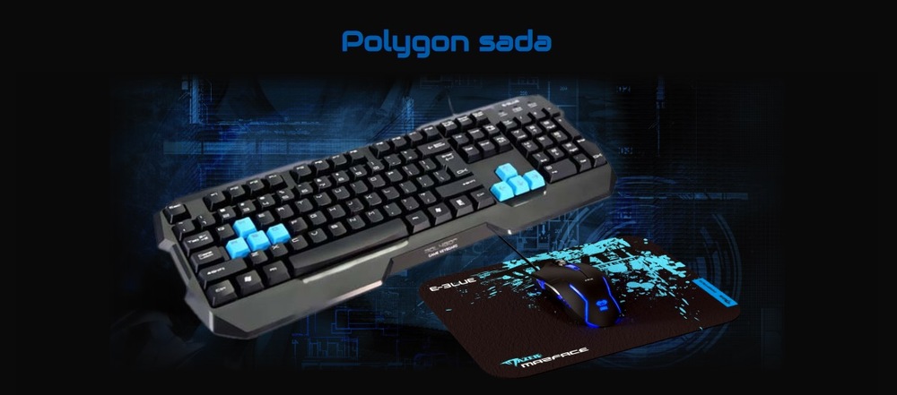 Klávesnice s myší E-Blue Polygon s podložkou pod myš černá/modrá E-Blue Polygon sada