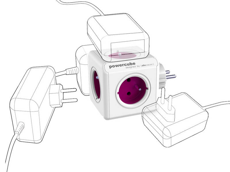 Cestovní adaptér Powercube ReWirable + Travel Plugs fialový Cestovní adaptér Powercube ReWirable + Travel Plugs