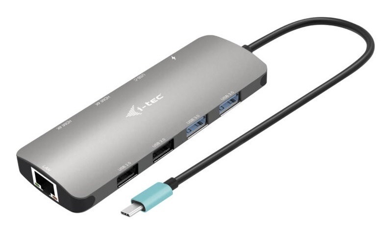 Dokovací stanice i-tec se dvěma HDMI výstupy, stříbrná barva