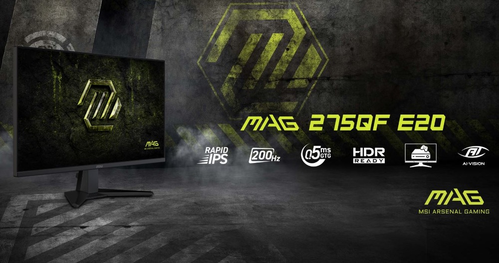 Herní monitor MSI MAG 275QF E20 černý Herní monitor MSI MAG 275QF s technologiemi Rapid IPS, 200 Hz, HDR a AI Navigator