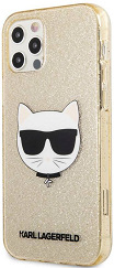Kryt na mobil Karl Lagerfeld Choupette Head Glitter na Apple iPhone 12/12 Pro zlatý