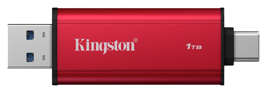 SSD externí Kingston Dual Portable 1TB, USB-A/C, USB 3.2 Gen 2 černý/červený