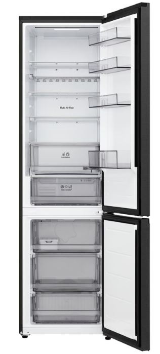 Chladnička s mrazničkou LG GBBS322AEV černá/šedá otevřená prázdná lednice LG GBBS322AEV v tmavém elegantním provedení