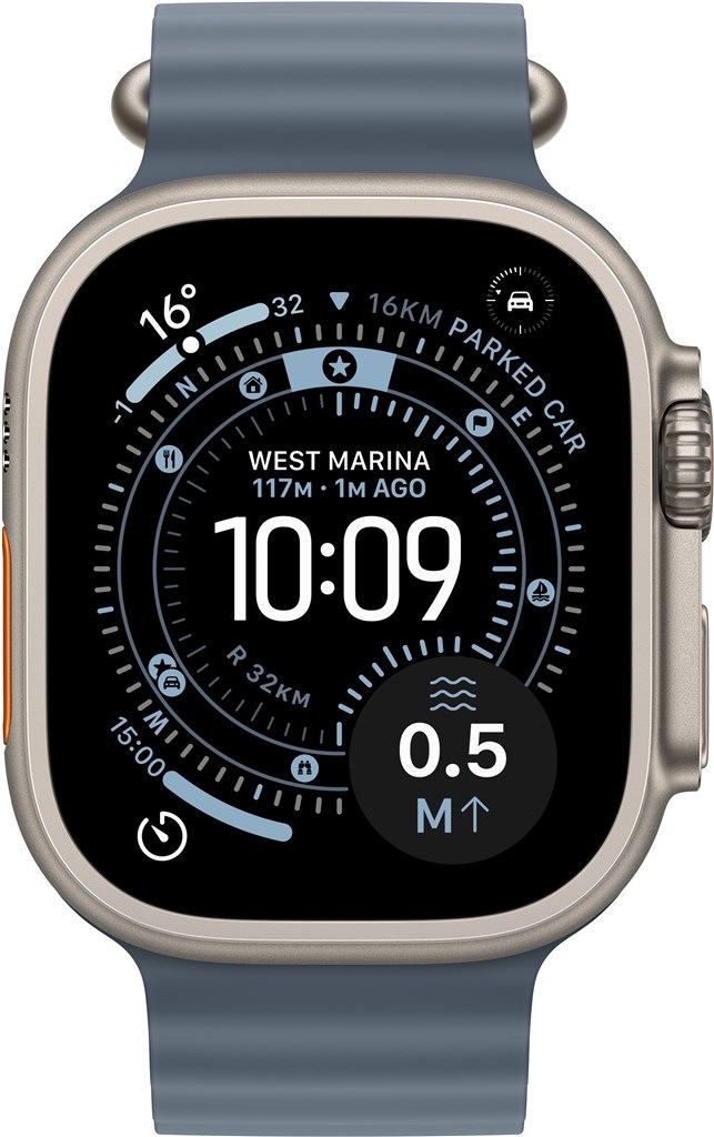 Chytré hodinky Apple Watch Ultra 3 GPS + Cellular 49mm přírodní titan - ocelově modrý oceánský řemínek