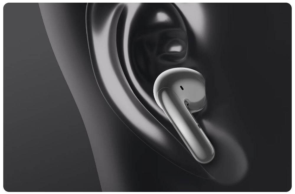 Sluchátka HONOR Choice Earbuds S8 šedá Detail ucha a sluchátka HONOR Choice Earbuds S8
