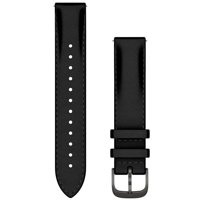 Řemínek Garmin Quick Release (18 mm), kožený, přezka brushed slate černý