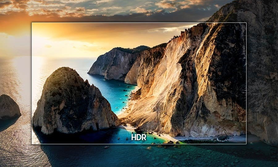 Obrázek skal a moře, výřez s obrazem v kvalitě HDR technologie 