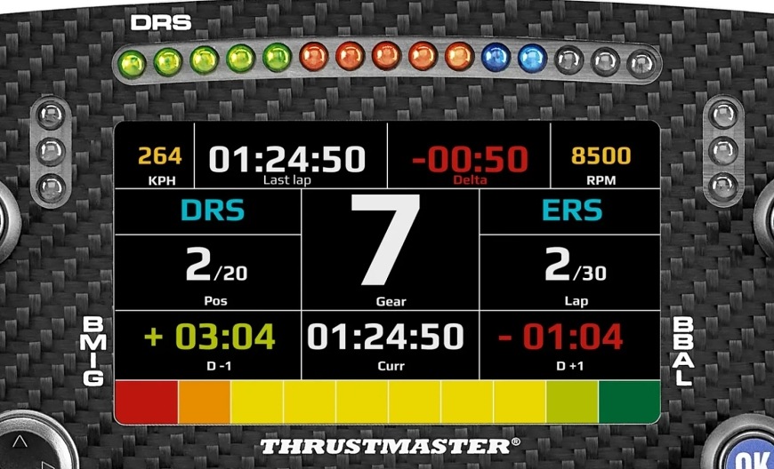 Volant Thrustmaster Formule Ferrari SF-25 edice Add-On, PC , PS5/4 černý Horní část volantu s LED diodami a nápisem DRS