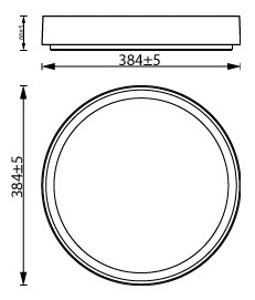 Rozměry svítidla Philips Hanno s průměrem 384 mm a výškou 40 mm