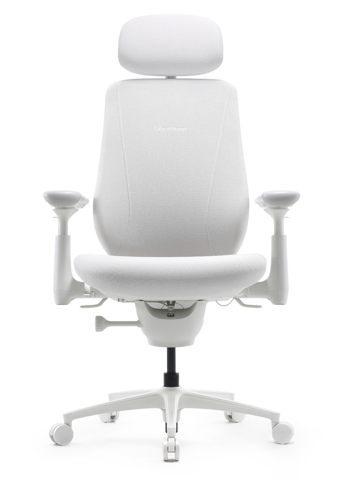 Ergonomická židle LiberNovo Maxis Electric Glacier 52 cm z předního pohledu na bílém pozadí
