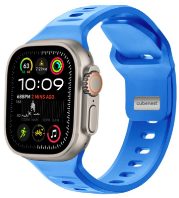 Řemínek Cubenest Premium Silikon Sport na Apple Watch 42/44/45/Ultra 49 mm modrý