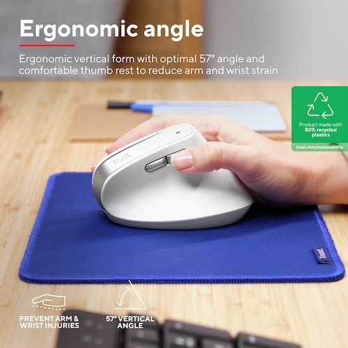 Myš Trust Bayo II Ergonomic Wireless bílá Myš Trust Bayo II Ergonomic Wireless bílá