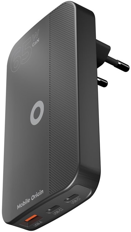 Nabíječka do sítě Mobile Origin Slim 2xUSB-C/1x USB-A 65W GaN III - černá