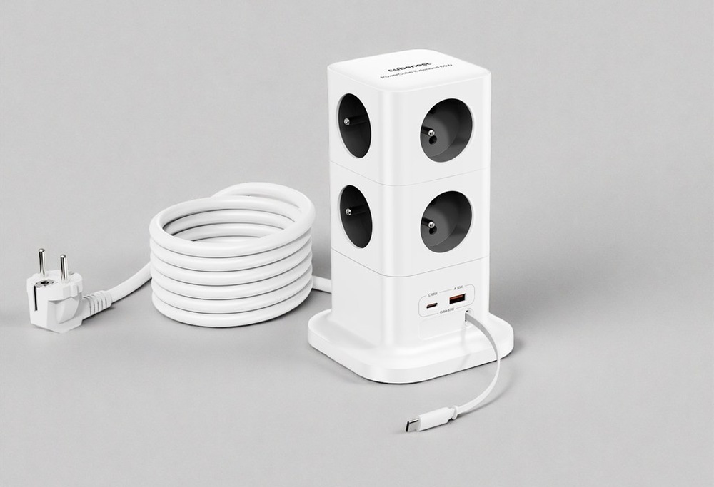 Rozbočovací zásuvka Cubenest poskytuje 2 USB-C a 1 USB-A