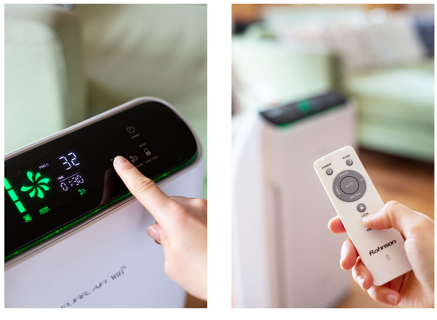 Čistička vzduchu Rohnson R-9700 PURE AIR Wi-Fi bílý Mnoho způsobů ovládání