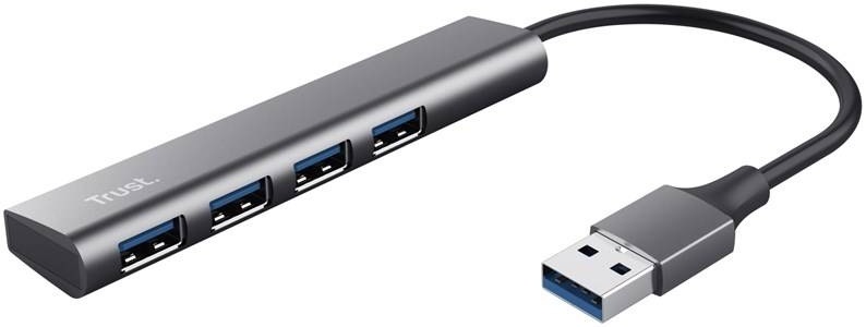 USB Hub Trust Halyx Aluminium USB/4x USB 3.2 Gen1 stříbrný