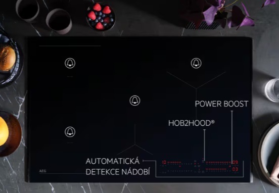 Indukční varná deska AEG série 8000 TI64IB30FB černá AEG TI64IB30FB dotykové ovládání