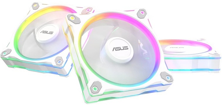 3× reverzní ventilátor Asus PRIME MR120 ARGB, bílá barva