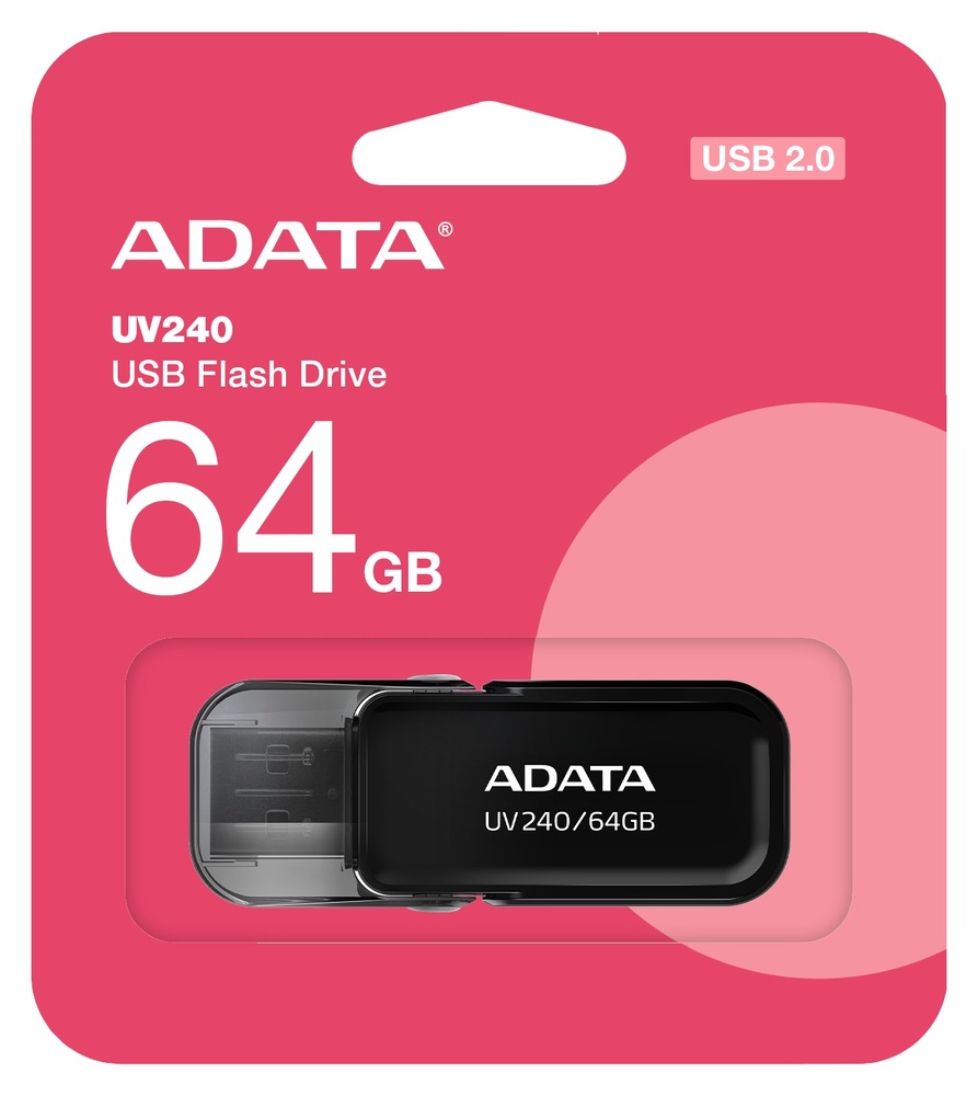USB Flash ADATA Dash Drive UV240 64GB černý Flash USB ADATA Dash Drive UV240 64GB USB 2.0 slouží pro připojení k počítači televizi, herním konzolím