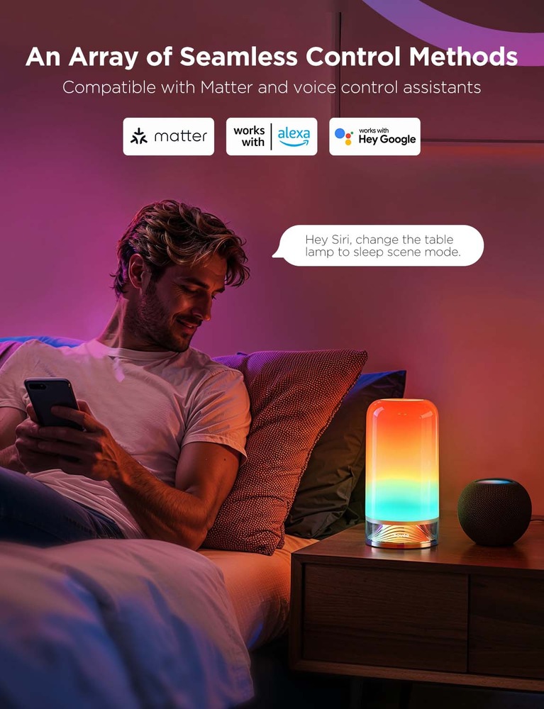 Stolní LED lampička Govee 2 RGBW, Matter bílá