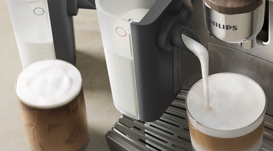 Automatický kávovar Philips 8000 Series LatteGo Pro EP8757/92 šedý Automatický kávovar Philips EP8757/92 se systémem LatteGo Pro připravuje hustou a sametově jemnou mléčnou pěnu, díky které si snadno vychutnáte cappuccino nebo latte jako z kavárny.