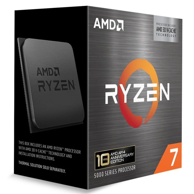 Procesor AMD Ryzen 7 5800X3D Anniversary Edition Krabička procesoru AMD Ryzen 7 5800X3D 10th Anniversary Edition s technologií AMD 3D V Cache.