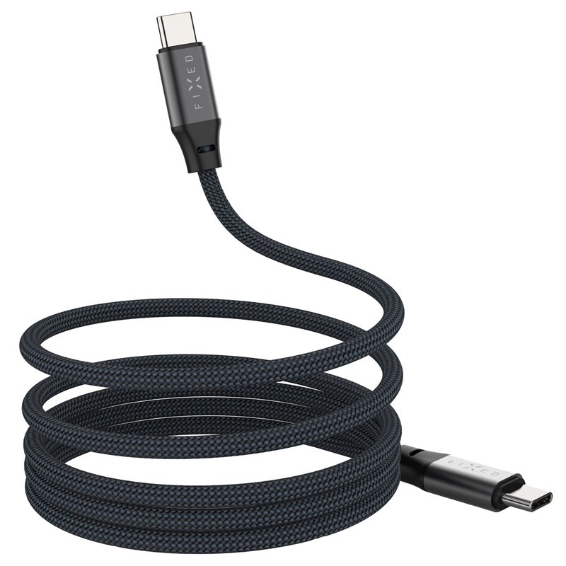 Kabel FIXED magnetický USB-C/USB-C, PD, 240W, 1,2m šedý