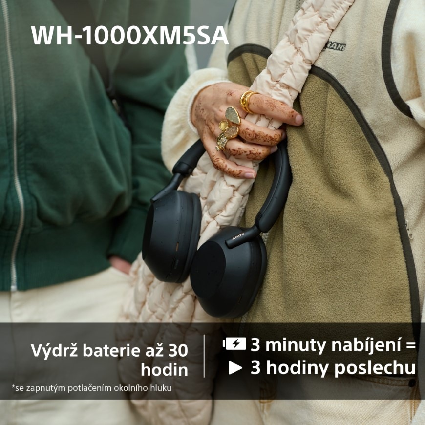 Sluchátka Sony WH-1000XM5SA, Limitovaná edice - měkké pouzdro - Prodloužená záruka zdarma po registraci černá Sony WH-1000XM5 + pouzdro, černá