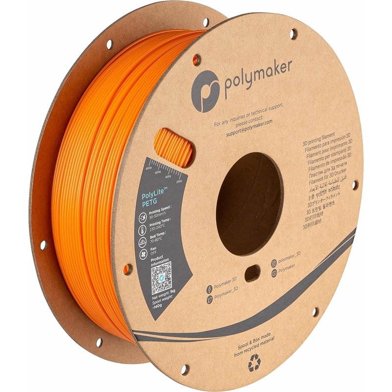 Filament Polymaker PolyLite PETG, 1,75 mm, 1 kg oranžový