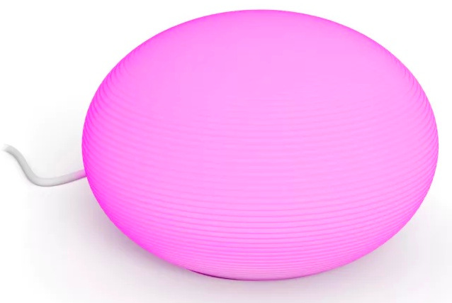 Stolní svítidlo Philips Flourish se skleněným stínítkem nasvíceným růžovým světlem