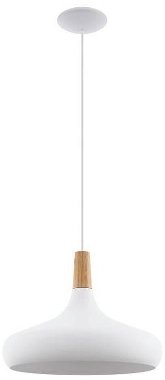 Závěsné svítidlo Eglo Sabinar, 40 cm - bílé/dřevo