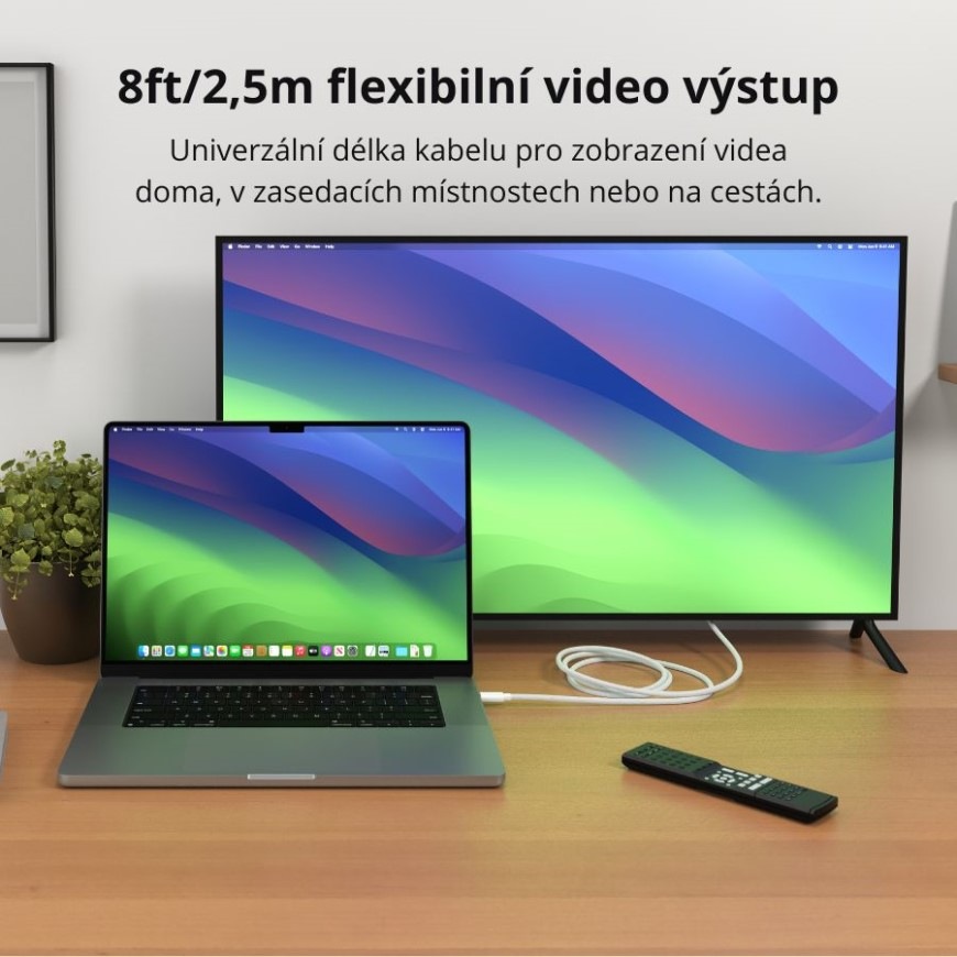 Kabel Hyper 4K USB-C / HDMI, 2,5 m bílý Kabel Hyper 4K USB-C / HDMI, 2,5 m - bílý