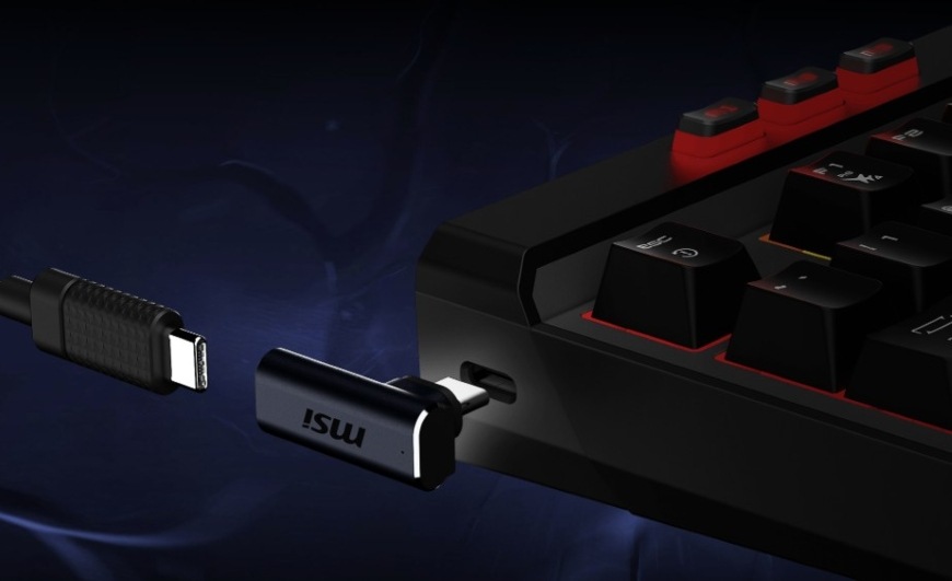 Klávesnice MSI Strike Pro Wireless Silent, CZ layout černá Detail připojení klávesnice MSI Strike Pro Wireless Silent