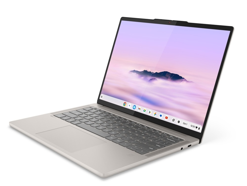 Notebook Lenovo Chrome 14M9610 béžový Lesklý 14palcový dotykový OLED displej nabízí detailní rozlišení 1920 × 1200 px pro dokonale ostrý text i video.