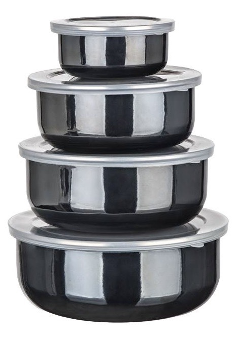 Sada potravinových dóz BANQUET METALLIC Black, 8 ks černá