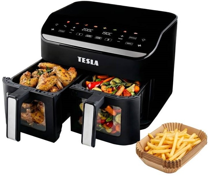 Fritéza horkovzdušná Tesla AirCook DualHeat QD464 XXL černá Fritéza horkovzdušná Tesla AirCook DualHeat QD464 XXL černá