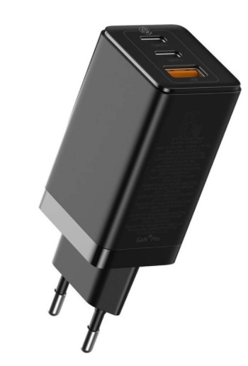 Nabíječka do sítě Baseus GaN2 Pro Quick Charger, 2x USB-C, 1x USB, QC 4+, 65W + USB-C kabel 1m černá Nabíječka do sítě Baseus GaN2 Pro Quick Charger, 2x USB-C, 1x USB, QC 4+, 65W + USB-C kabel 1m černá